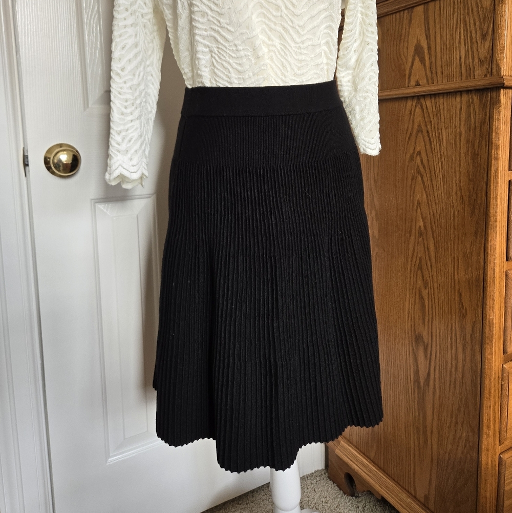 Talbots Black Merino Wool Mini Pleated Sweater Skirt - EUC